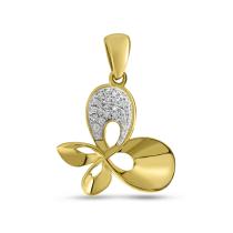 14K Yellow Gold Diamond Butterfly Pendant