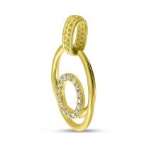 14K Yellow Gold Diamond Triple Oval Pendant