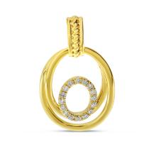 14K Yellow Gold Diamond Triple Oval Pendant