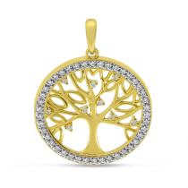 14K Yellow Gold Diamond Tree of Life Pendant
