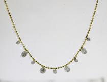 14K Yellow Gold Dashing Diamond 7 stone Diamond By the Yard 18 in Necklace