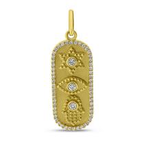 14K Yellow Gold Diamond Religious Symbols Pendant