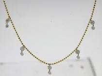 14K Yellow Gold Dashing Diamond Double Dangle Necklace
