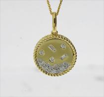 14K Yellow Gold Scattered Diamond Whimsical Round Pendant