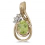 14k Yellow Gold Oval Peridot And Diamond Teardrop Pendant