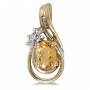 14k Yellow Gold Oval Citrine And Diamond Teardrop Pendant