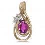 14k Yellow Gold Oval Pink Topaz And Diamond Teardrop Pendant