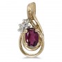 14k Yellow Gold Oval Rhodolite Garnet And Diamond Teardrop Pendant