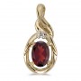 14k Yellow Gold Oval Garnet And Diamond Pendant