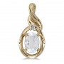 14k Yellow Gold Oval White Topaz And Diamond Pendant