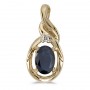 14k Yellow Gold Oval Sapphire And Diamond Pendant