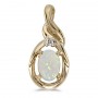 14k Yellow Gold Oval Opal And Diamond Pendant