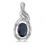 14k White Gold Oval Sapphire And Diamond Pendant