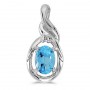 14k White Gold Oval Blue Topaz And Diamond Pendant