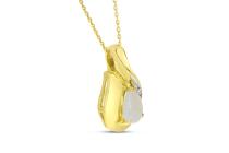 14K Yellow Gold Pear Opal Pendant with Diamond