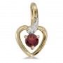 10k Yellow Gold Round Garnet And Diamond Heart Pendant