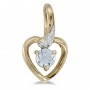 10k Yellow Gold Round Aquamarine And Diamond Heart Pendant