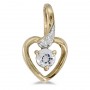 10k Yellow Gold Round White Topaz And Diamond Heart Pendant