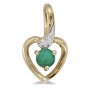10k Yellow Gold Round Emerald And Diamond Heart Pendant