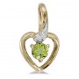 10k Yellow Gold Round Peridot And Diamond Heart Pendant