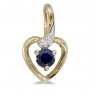 10k Yellow Gold Round Sapphire And Diamond Heart Pendant