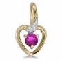 10k Yellow Gold Round Pink Topaz And Diamond Heart Pendant