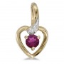 10k Yellow Gold Round Rhodolite Garnet And Diamond Heart Pendant