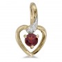 14k Yellow Gold Round Garnet And Diamond Heart Pendant