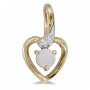 14k Yellow Gold Round Opal And Diamond Heart Pendant