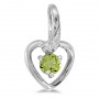 14k White Gold Round Peridot And Diamond Heart Pendant