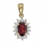 14k Yellow Gold Oval Garnet And Diamond Pendant