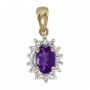 14k Yellow Gold Oval Amethyst And Diamond Pendant