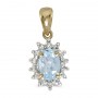 14k Yellow Gold Oval Aquamarine And Diamond Pendant