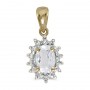 14k Yellow Gold Oval White Topaz And Diamond Pendant