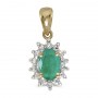 14k Yellow Gold Oval Emerald And Diamond Pendant