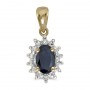 14k Yellow Gold Oval Sapphire And Diamond Pendant