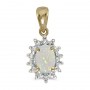 14k Yellow Gold Oval Opal And Diamond Pendant