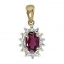 14k Yellow Gold Oval Rhodolite Garnet And Diamond Pendant