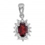 14k White Gold Oval Garnet And Diamond Pendant