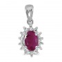 14k White Gold Oval Ruby And Diamond Pendant