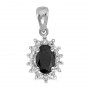 14k White Gold Oval Onyx And Diamond Pendant