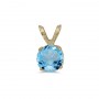 14k Yellow Gold Round Blue Topaz Pendant