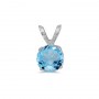 14k White Gold Round Blue Topaz Pendant