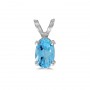 14k White Gold Oval Blue Topaz Pendant