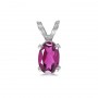 14k White Gold Oval Pink Topaz Pendant