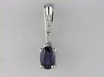 14k White Gold Precious Oval and Diamond Pendant