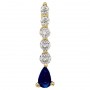 14K Yellow Gold Graduated Diamond and Pear Sapphire Drop Pendant