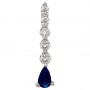 14K White Gold Graduated Diamond and Pear Sapphire Drop Pendant