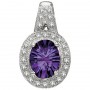 14K White Gold 10x8 Oval Amethyst and Diamond Pendant