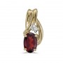 14k Yellow Gold Oval Garnet And Diamond Pendant